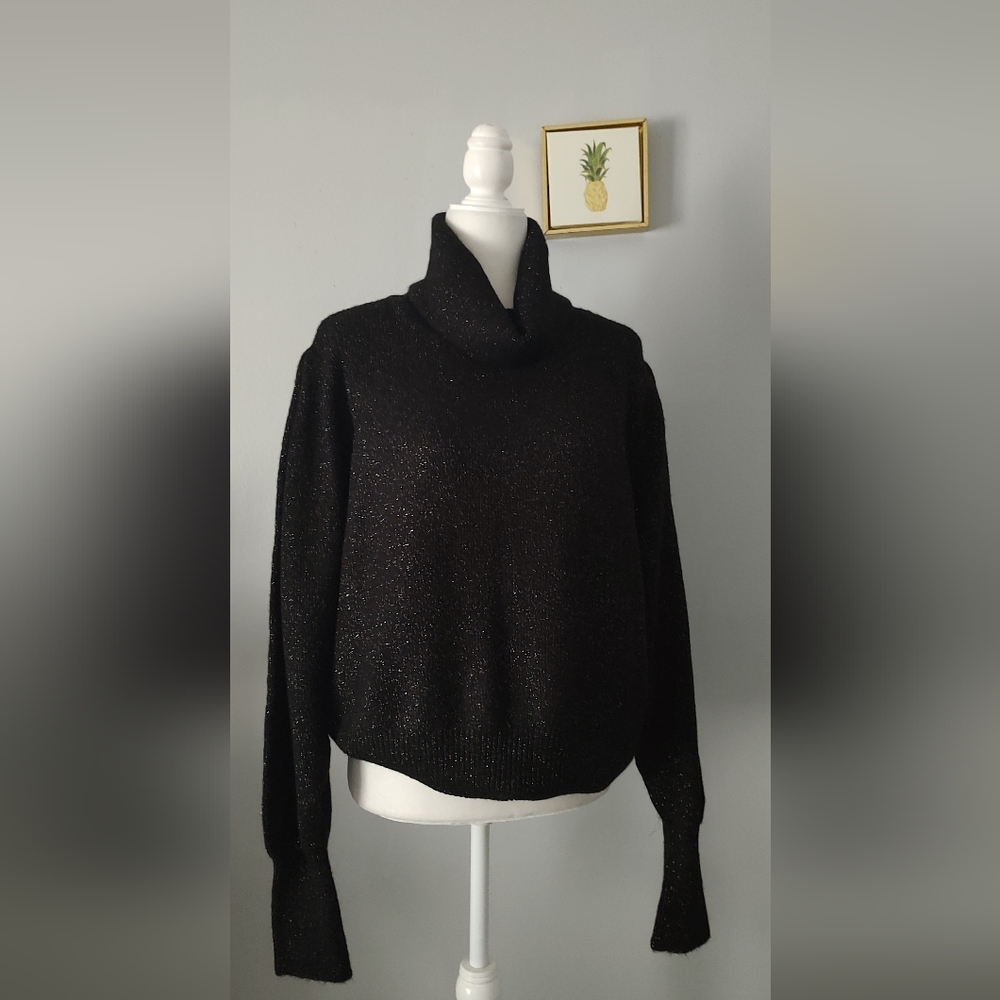 Sweater high neck Worthington black sparkle size XXL Girls New Confortable